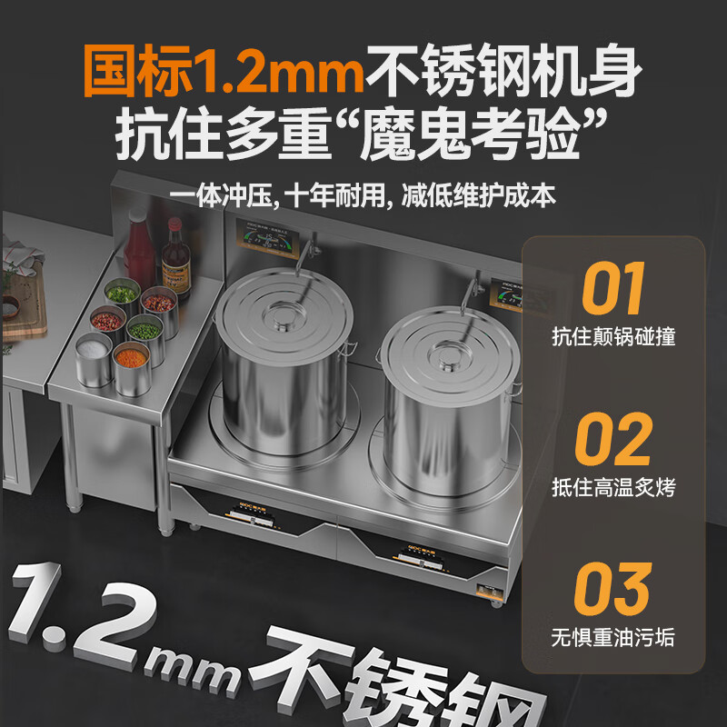 快三导师带计划赚钱商用旗舰款双头低汤炉矮仔炉8KW