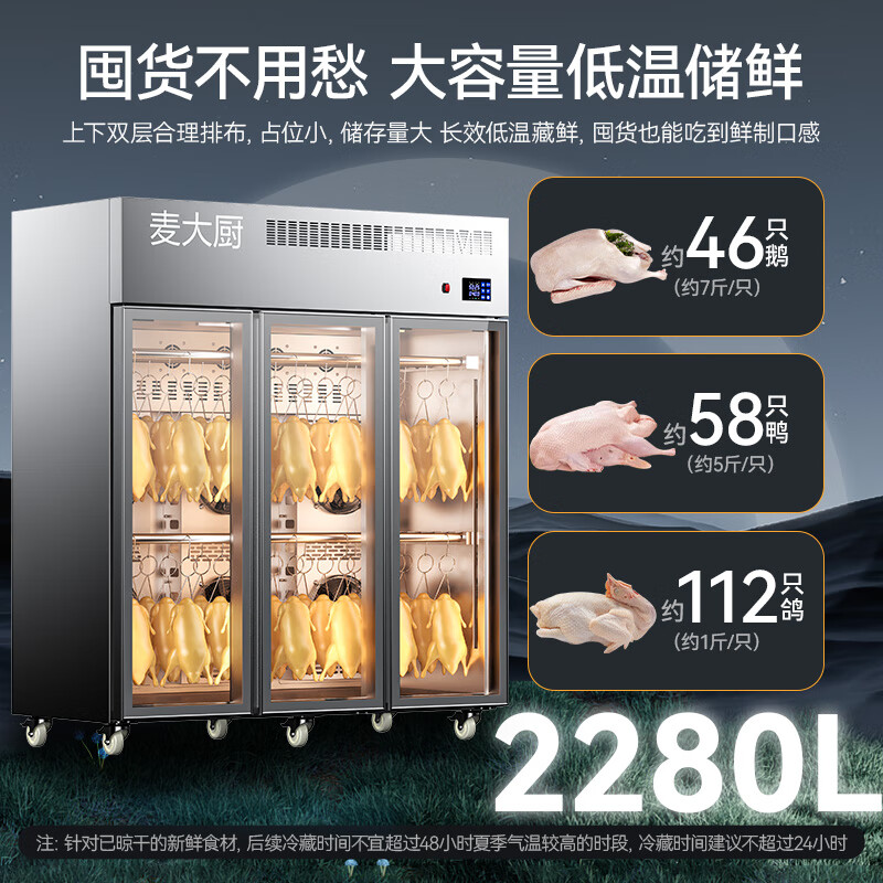 快三导师带计划赚钱商用晾胚柜节能至尊款2280W三门烤鸭风干柜